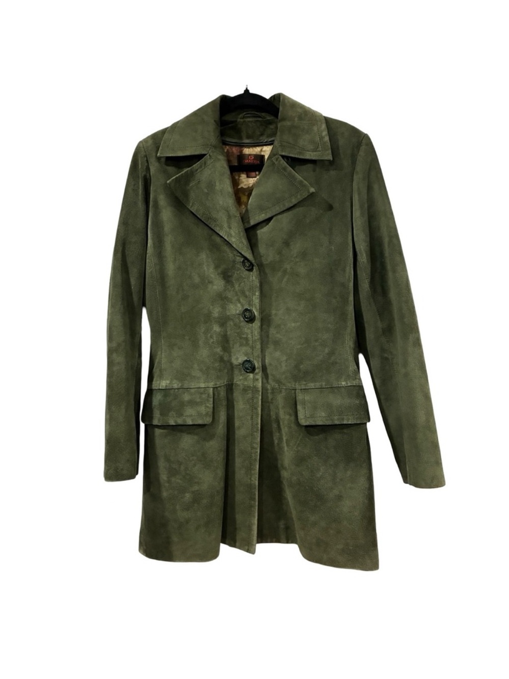 Classic Olive Green Suede Women's Coat